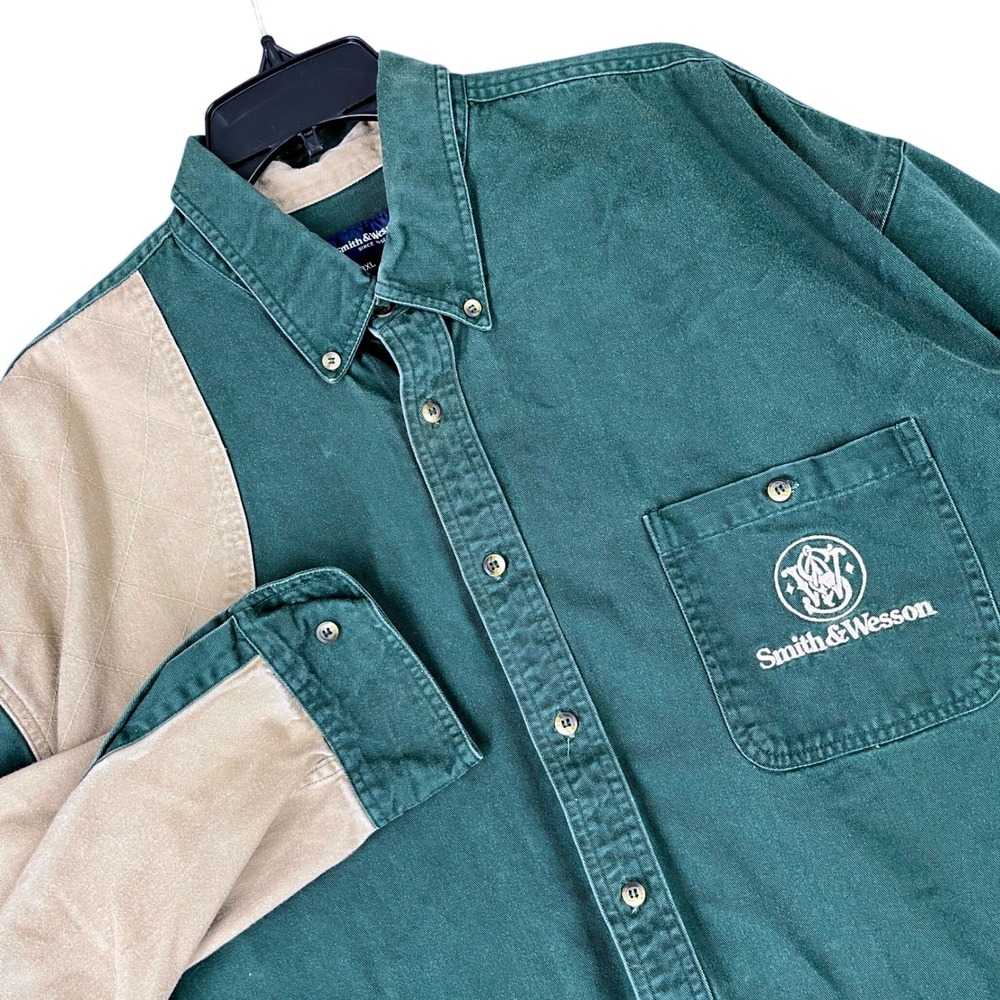 Vintage Y2K Smith & Wesson Shooting Shirt Men 3XL Quilted Shoulder Patch Hunting
